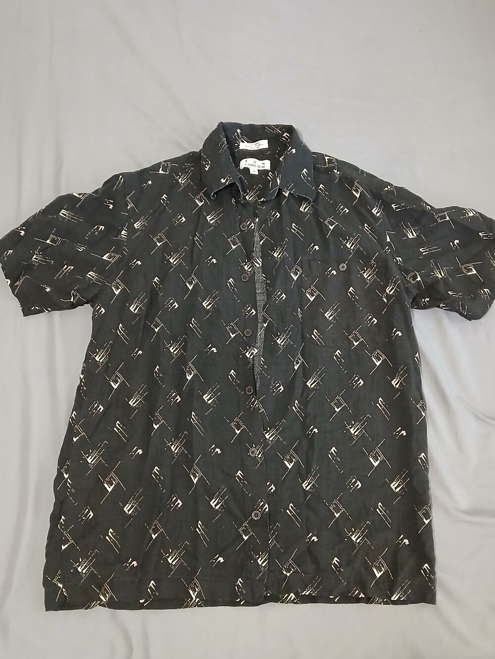 Black Button Up with Gold Design
